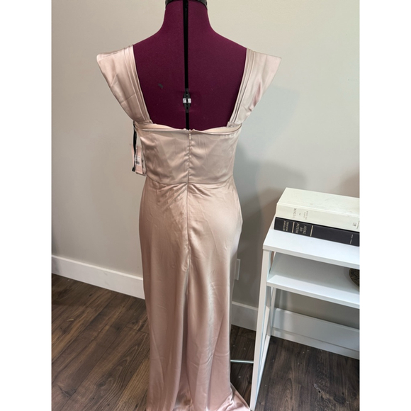 Birdy Grey Champagne Satin Formal NEW Medium - Picture 2 of 8